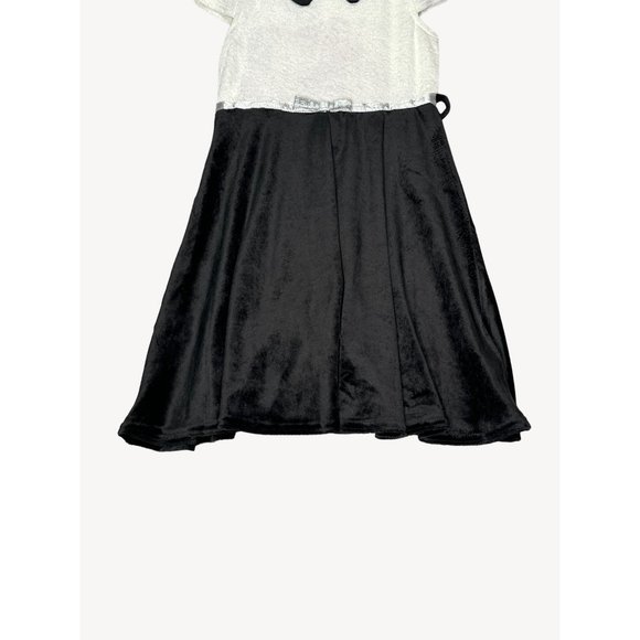 Dollie & Me Dress Girls 6X Black White Collar A Line Silver Belt Crepe Top - Picture 4 of 11